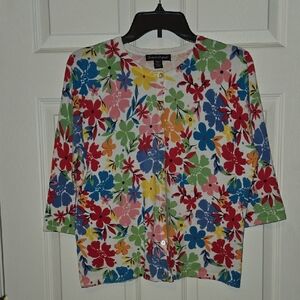 Designer Original Size PM Multicolor Floral Button Down Light Weight Sweater